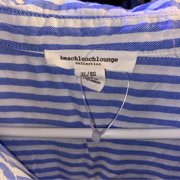 BEACHLUNCHLOUNGE STRIPED BUTTON DOWN SHORT SLEEVE SHIRT - Picture 3 of 4